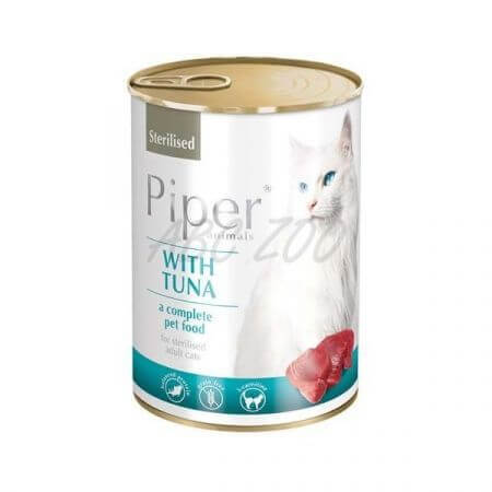 Hrana umeda cu ton pentru pisici sterilizate, 400 g, Piper