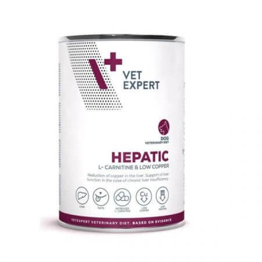 Hrana umeda pentru caini 4T Hepatic Dog, 400 g, Vet Expert