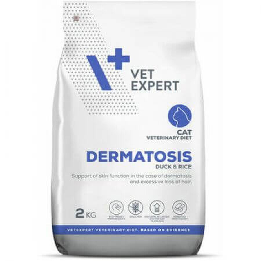 Hrana uscata cu rata si orez pentru pisici Dermatosis Cat, 2 kg, Vetexpert