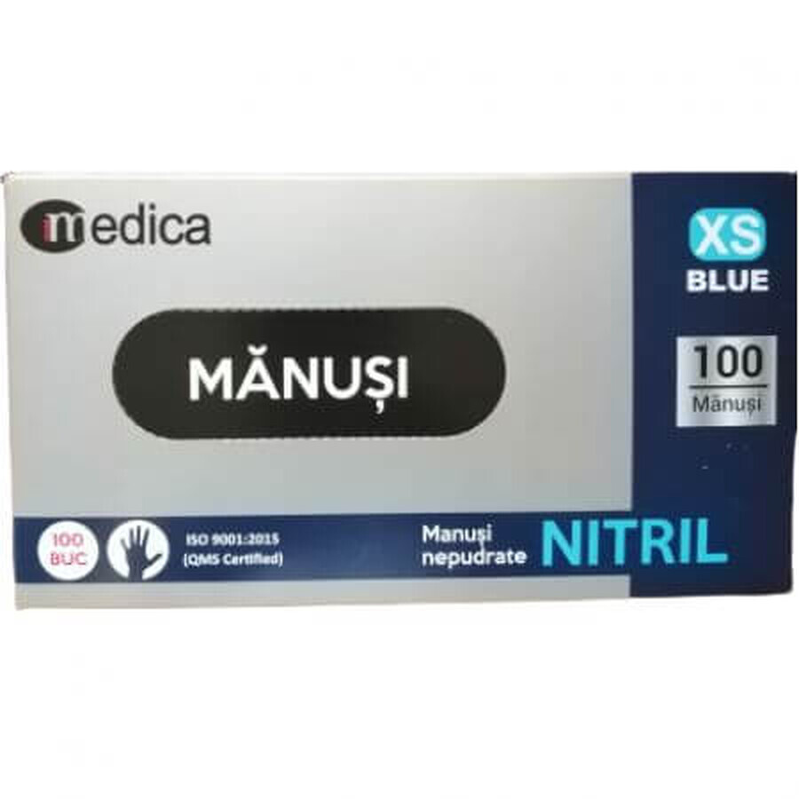 Manusi Nitril nepudrat albastre, XS, 100 bucati, Top Glove