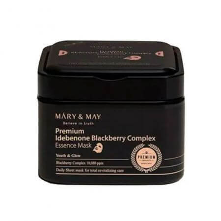 Masca tip servetel Premium Idebenone Blackberry Complex, 20 bucati, Mary and May