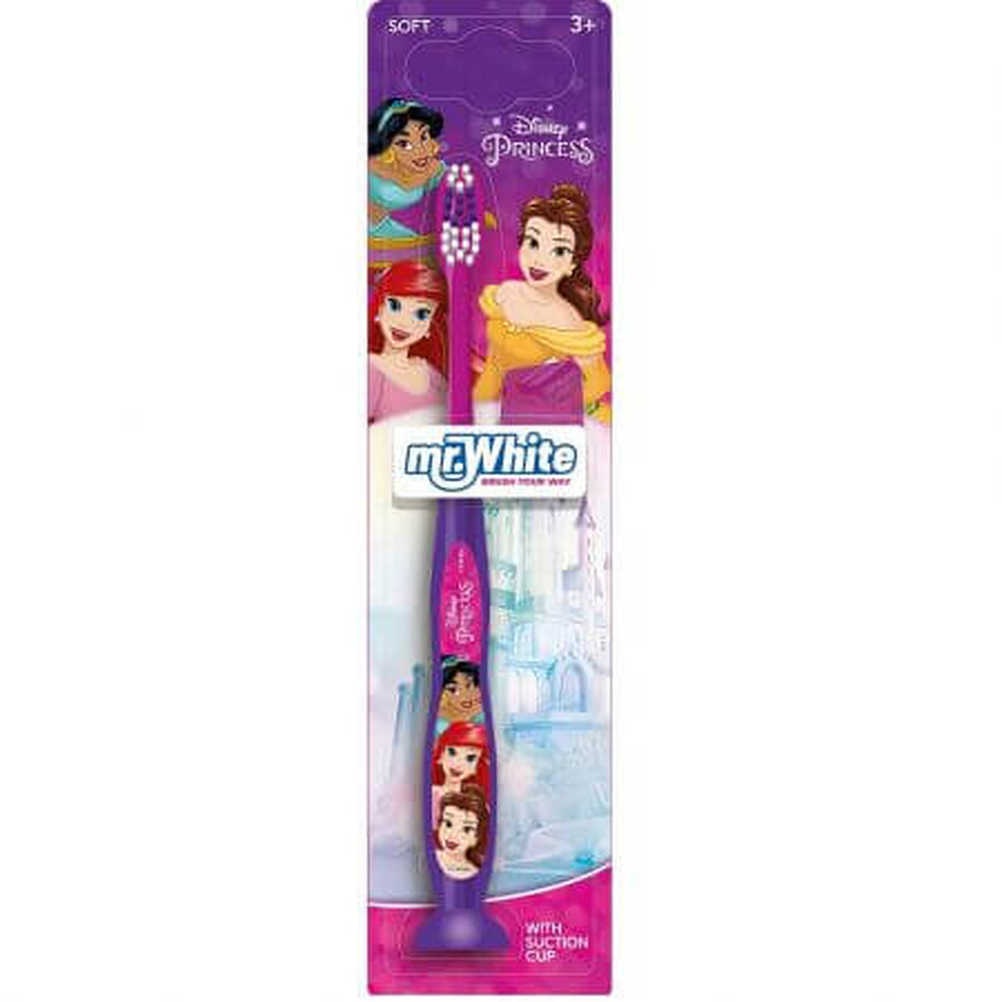 Periuta de dinti Soft cu ventuza pentru copii Princess, +3 ani, Mr White