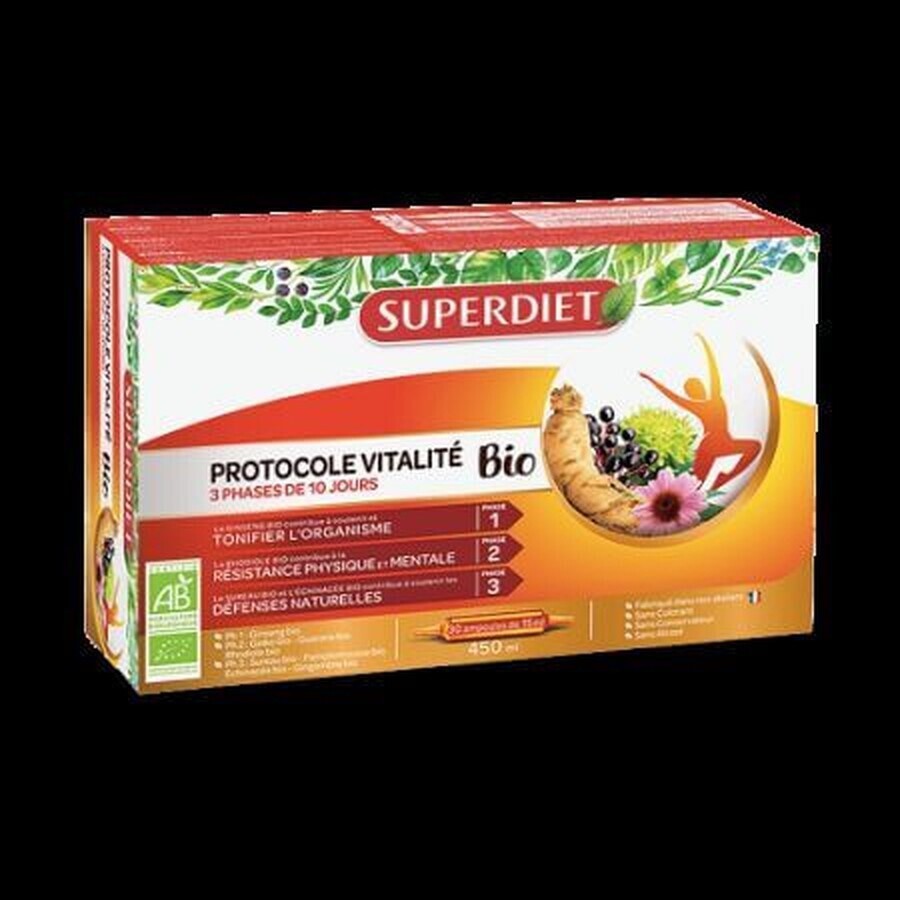 Protocol Vitalite Bio, 30 fiole x 15 ml, Superdiet 3428881228905