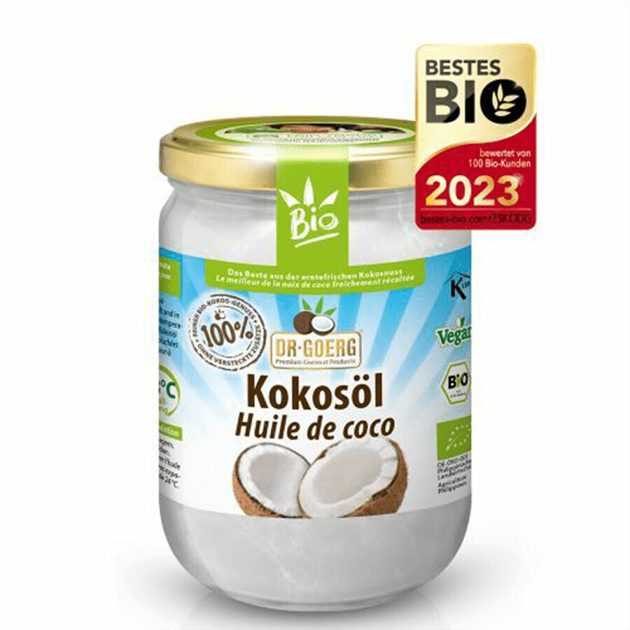 Hochwertiges rohes Bio-Kokosnussöl, 500 ml, Dr. Goerg
