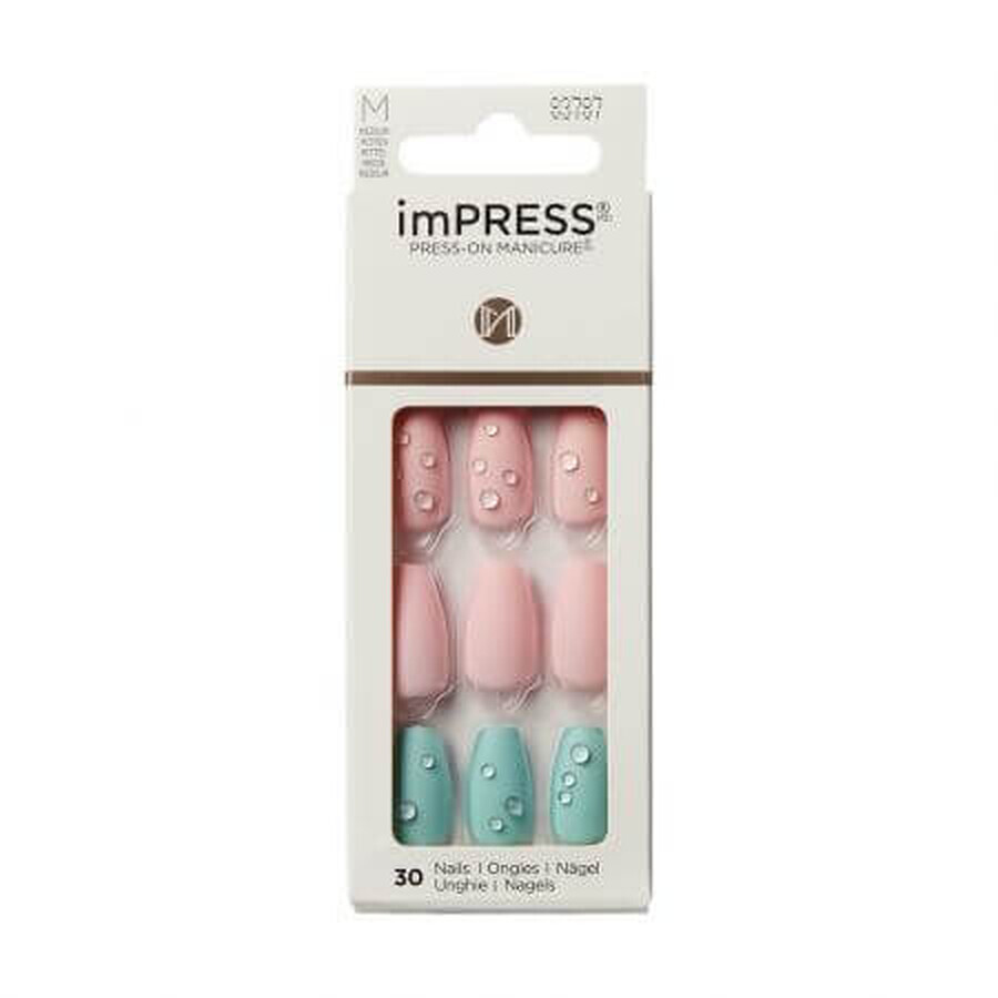 Faux ongles Impress, Dew Drop Medium Coffin, Kiss