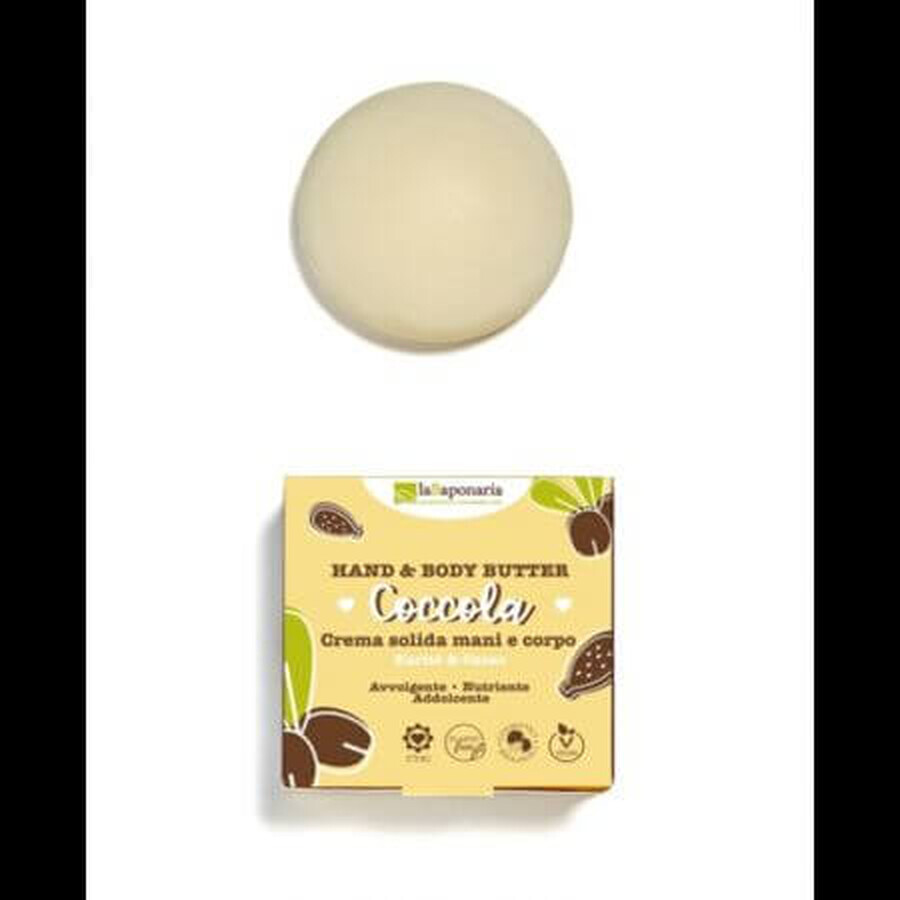 Unt solid pentru maini si corp Coccola cu unt de shea si cacao, 80 ml, La Saponaria