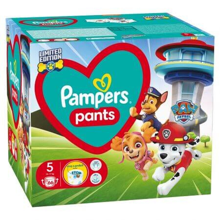 Scutece Pants Patrula Catelusilor, Nr.5, 12 - 17 kg, 66 buc, Pampers