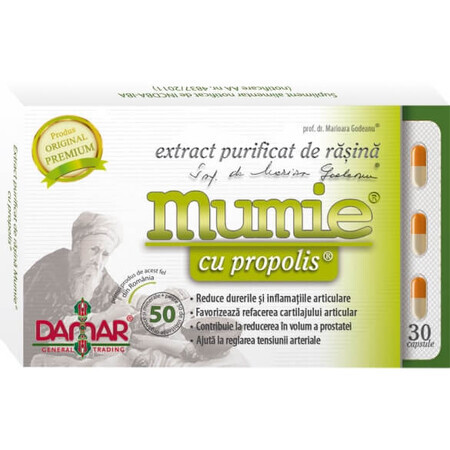 Extract purificat de rasina Mumie cu Propolis, 30 capsule, Damar General Trading