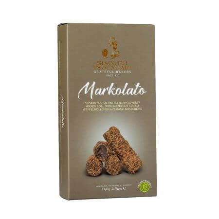 Wafer Rolls cu crema de alune, 140 g, Markolato