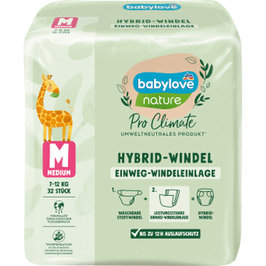 Babylove nature Inserție scutec hybrid M, 32 buc