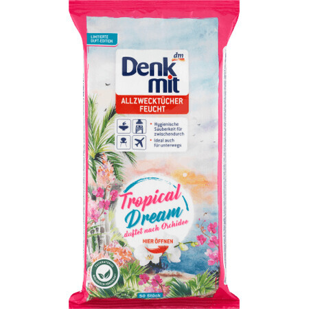 Denkmit Universal Feuchttücher Orchidee, 50 Stück