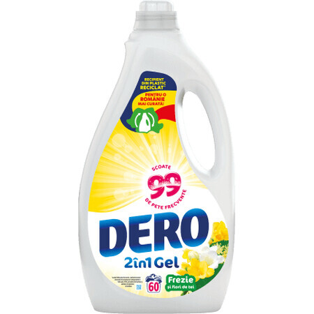 DERO Dero 2 in 1 automatisches Flüssigwaschmittel mit Freesie und Lindenblüte, 3 l