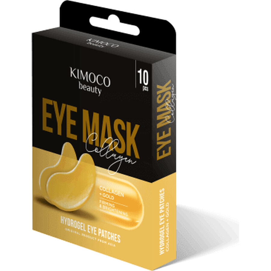 Kimoco Plasturi iluminanți de ochi cu colagen si particule de aur, 10 buc