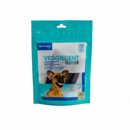 Batoane dentare pentru caini pana in 5 kg Veggiedent Fr3sh XS, 15 batoane, Virbac