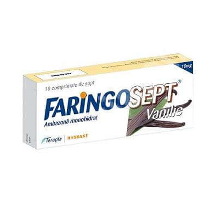 Faringosept cu aromă de vanilie 10mg, 10 comprimate, Terapia