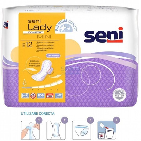 Absorbante pentru incontinență pentru femei, Mini, 12 bucăți, Seni Lady Comfort