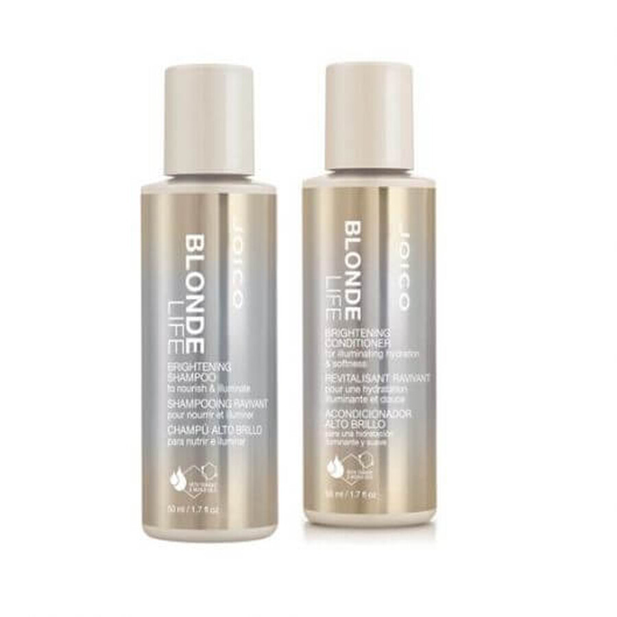 Kit sampon si balsam pentru par blond Joico Blonde Life Brightening efect de stralucire 2x50ml