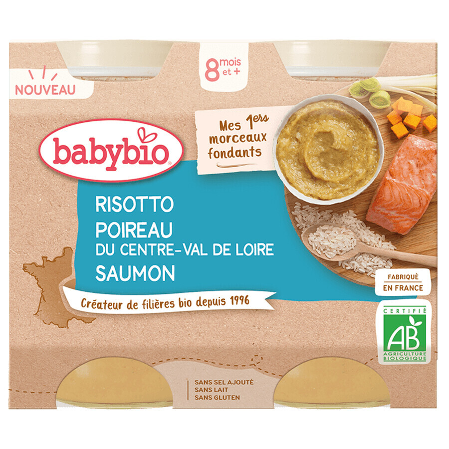 Babybio Eco Piure Risotto mit Lachs, 2x200 g, BabyBio