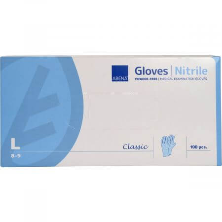 Nitrile examination gloves, ungreased, size L, 100 pieces, Abena