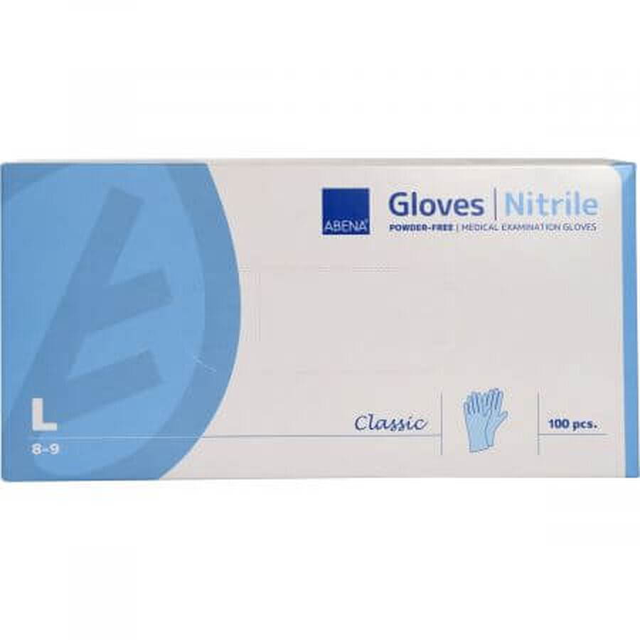 Nitrile examination gloves, ungreased, size L, 100 pieces, Abena