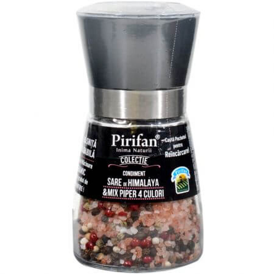 Pink salt shavings with iodised himalayan salt and pepper in 4 colours, 180 gr, Pirifan