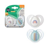 Orthodontic night soothers, 6 - 18 months, Rainbow, 2 pcs, Tommee Tippee