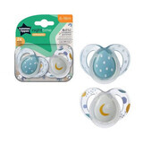 Orthodontic night soothers, 6 - 18 months, Luna, 2 pcs, Tommee Tippee