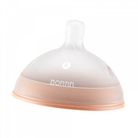 Tetina din silicon cu flux lent, anti-colici, portocaliu, Borrn