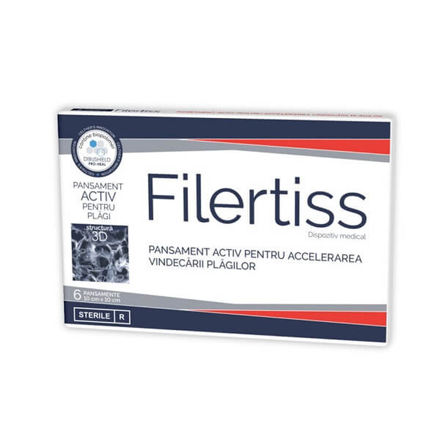 Filertis Pansament Activ 10cm x 10cm, 6 bucăți, Zdrovit