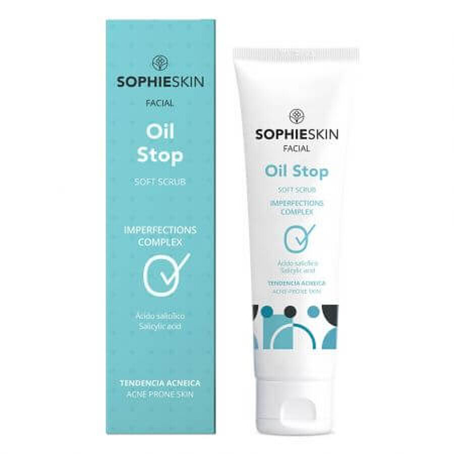 Scrub delicat pentru ten cu tendinta acneica Oil Stop, 75 ml, Sophieskin