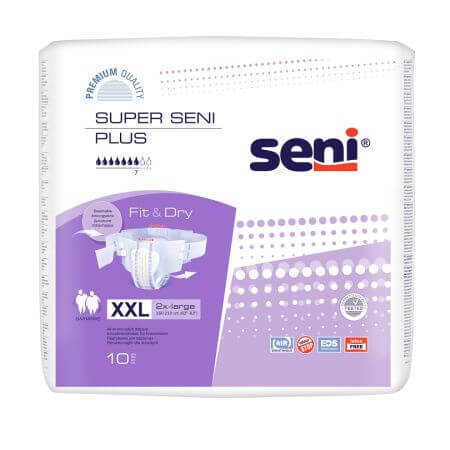 Scutece cu sistem inchis Super Seni Plus, XXL, 10 bucati, Seni