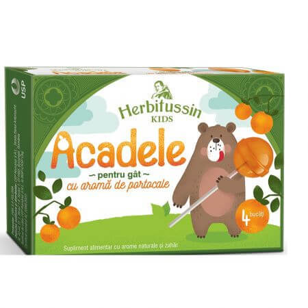 Acadele pentru gat cu aroma de portocale, 4 bucati, Herbitussin