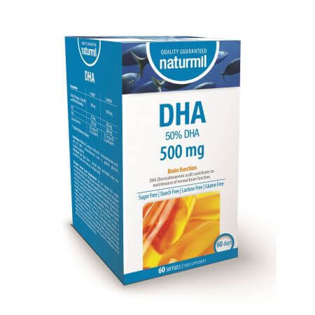 DHA, 500 mg, 60 Kapseln, Naturmil