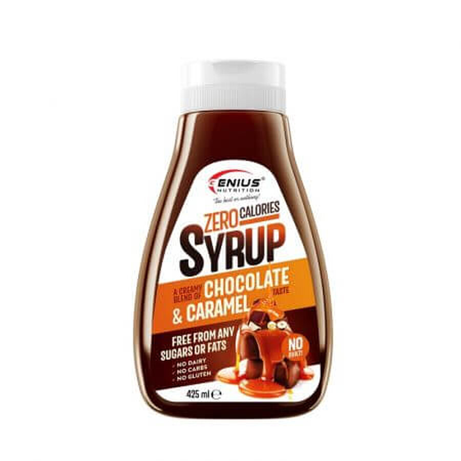Null Kalorien Schokoladen-Karamell-Sirup mit Karamellgeschmack, 425 ml, Genius Nutrition