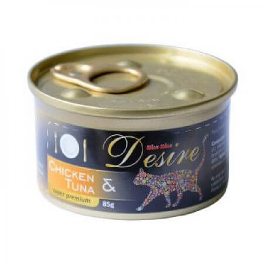 Desire Katzennassfutter mit Huhn und Thunfisch, 85 g, Meow Meow