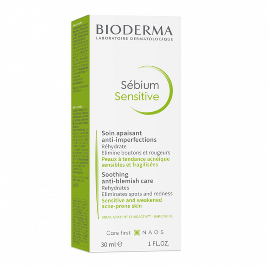 Bioderma Sebium Sensitive Beruhigendes und feuchtigkeitsspendendes Fluid für Akne-Haut, 30 ml