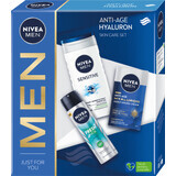 Nivea MEN Set cadou ANTI-AGE HYALURON cremă + deo spray + gel de duș, 1 buc