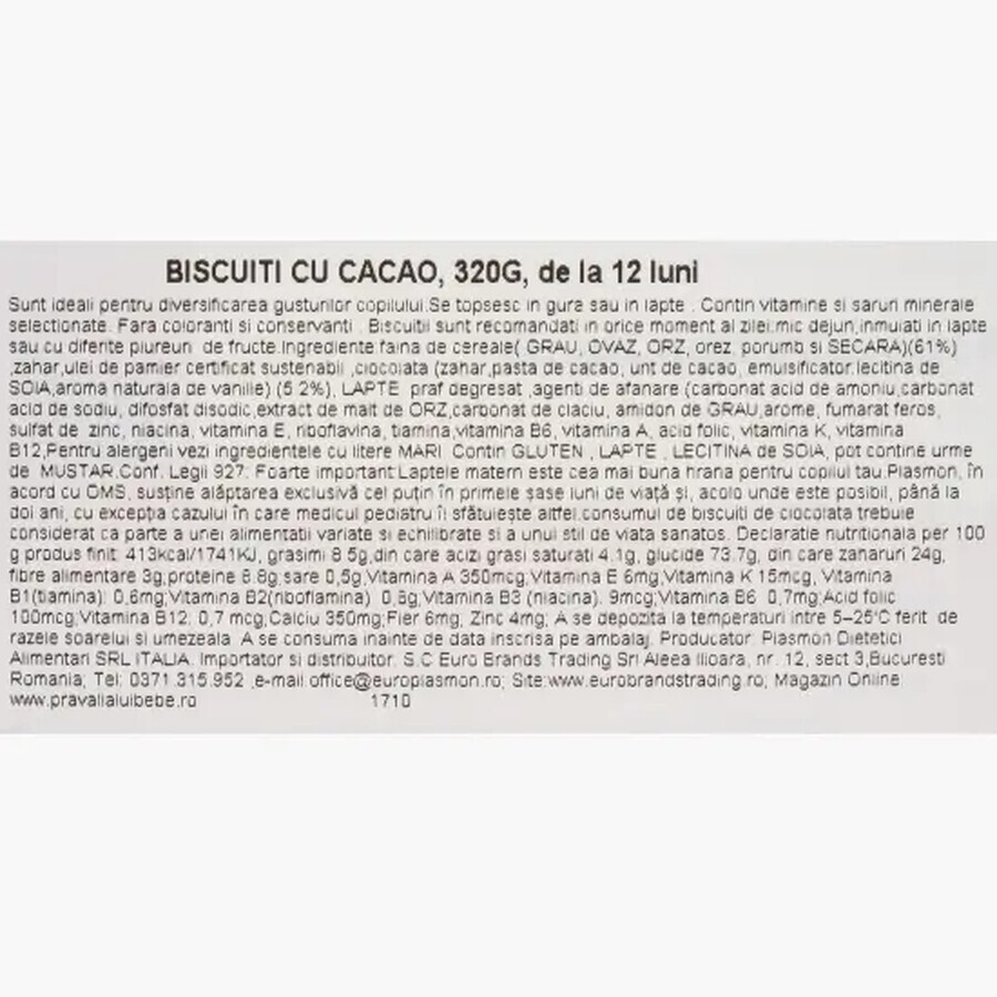 Biscotti al cacao, 320 g, Plasmon