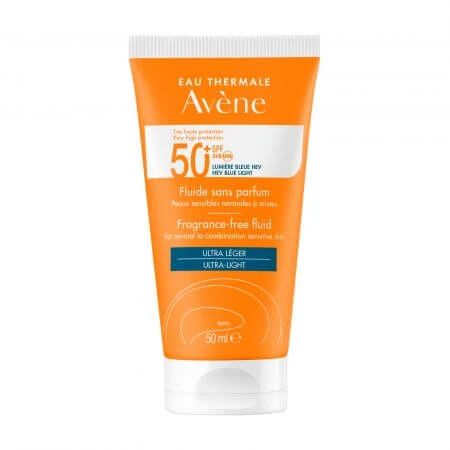 Fluid fără parfum pentru protecție solară SPF 50+, 50 ml, Avene