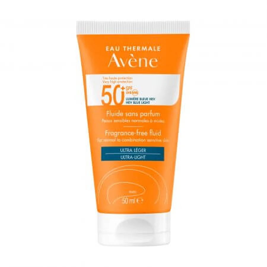 Fluid fără parfum pentru protecție solară SPF 50+, 50 ml, Avene