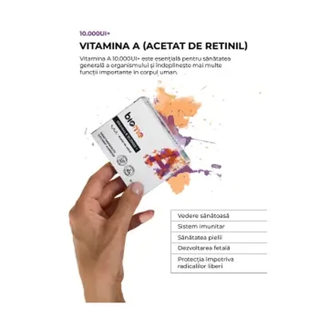 Vitamina A (acetato de retinol) 10,000IU+, 30 cápsulas, Biome 