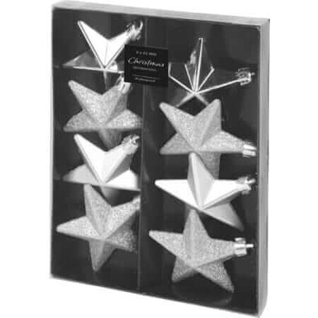 Koopman Silber schattiert 65mm Baum Ornament Sterne, 8 Stück