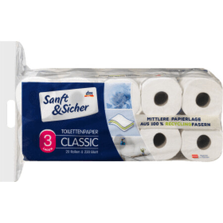 Sanft&Sicher 3-lagiges Toilettenpapier, 20 Stück