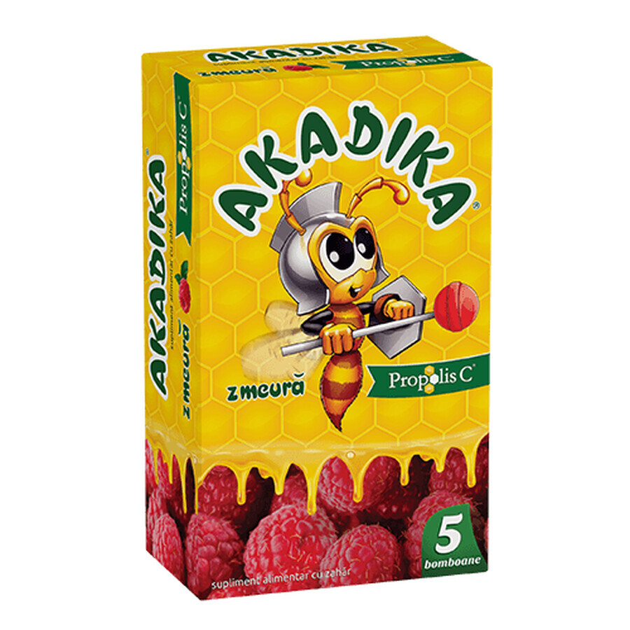 Acadele  Akadika Propolis C Zmeura, 5 acadele, Fiterman Pharma