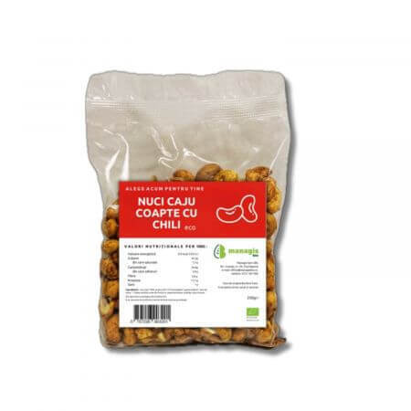 Organic Cashew Nuts Baked with Chili, 250 g, Kasana