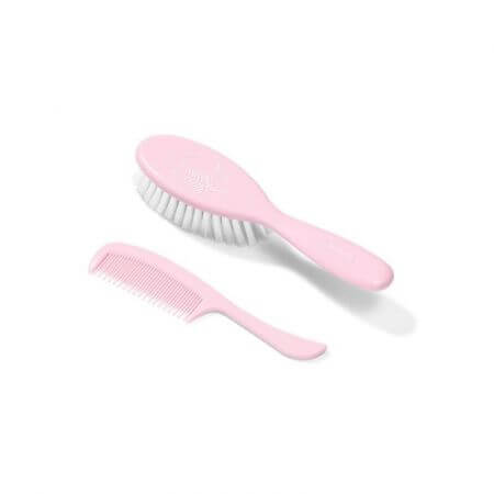 Superweiches Haarbürsten-Set, Rosa, +0 Monate, Babyono