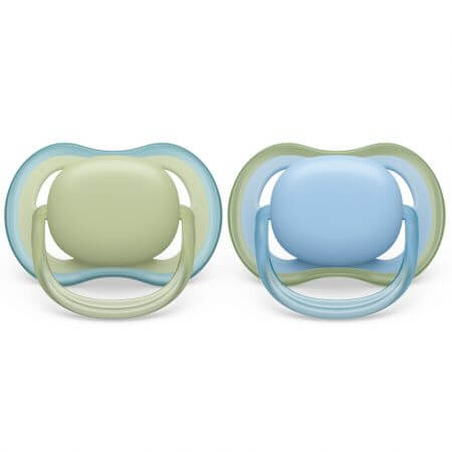 Suzete Ultra Air Philips Avent, 0-6 luni, 2 bucati, Verde si Blue, SCF085/21, Philips