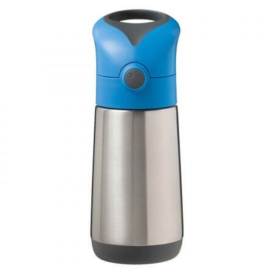 Thermoskanne mit Strohhalm, 350 ml, Blau/Grau, BBOX