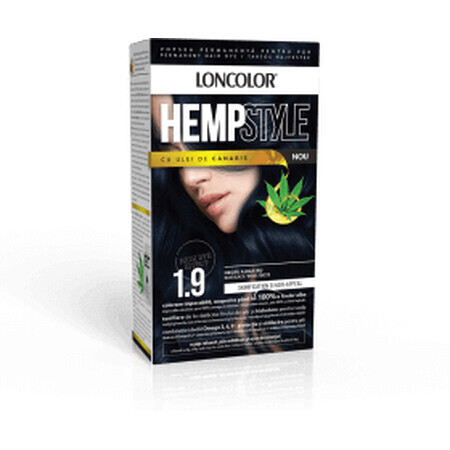 HEMPstyle Vopsea de păr permanentă cu amoniac 1.9 Negru Albastru, 1 buc