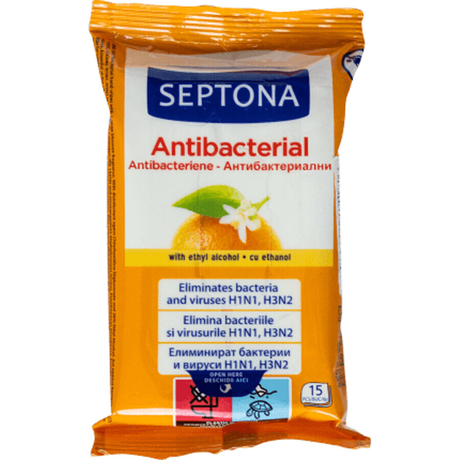 Septona Șervețelele umede antibacteriene Orange Blossom, 15 buc